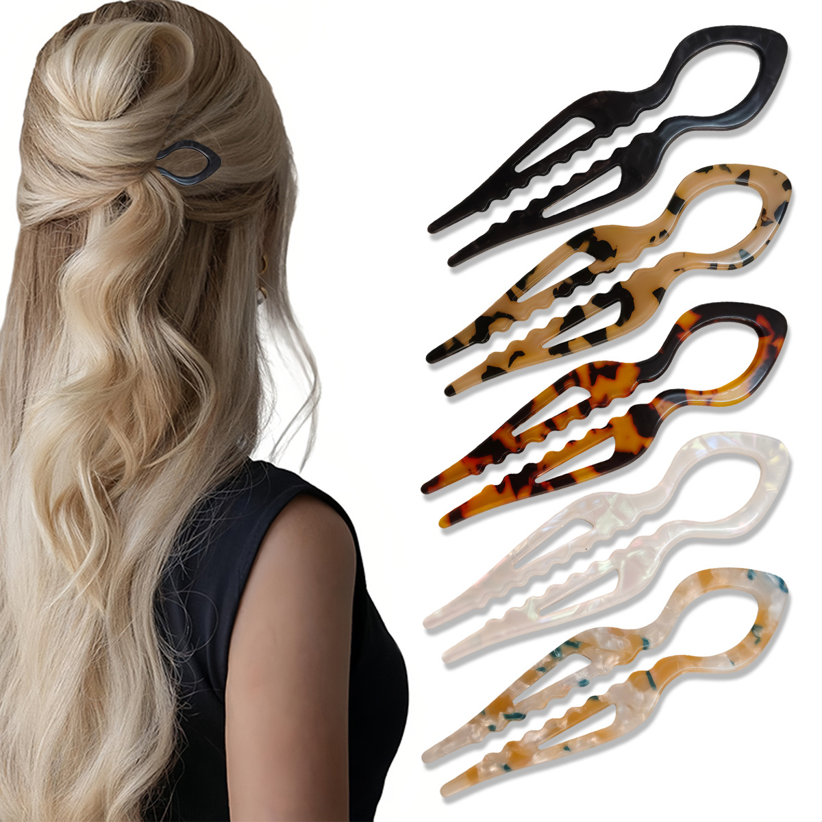 Women Knight Accessories - U-شكل الشعر العصي السلحفاة الاكريليك المضادة