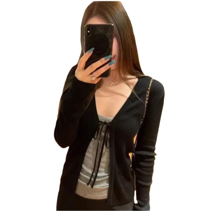 Women Electronic Accessories - كارديجان نسائي محبوك رقيق بأكمام طويلة